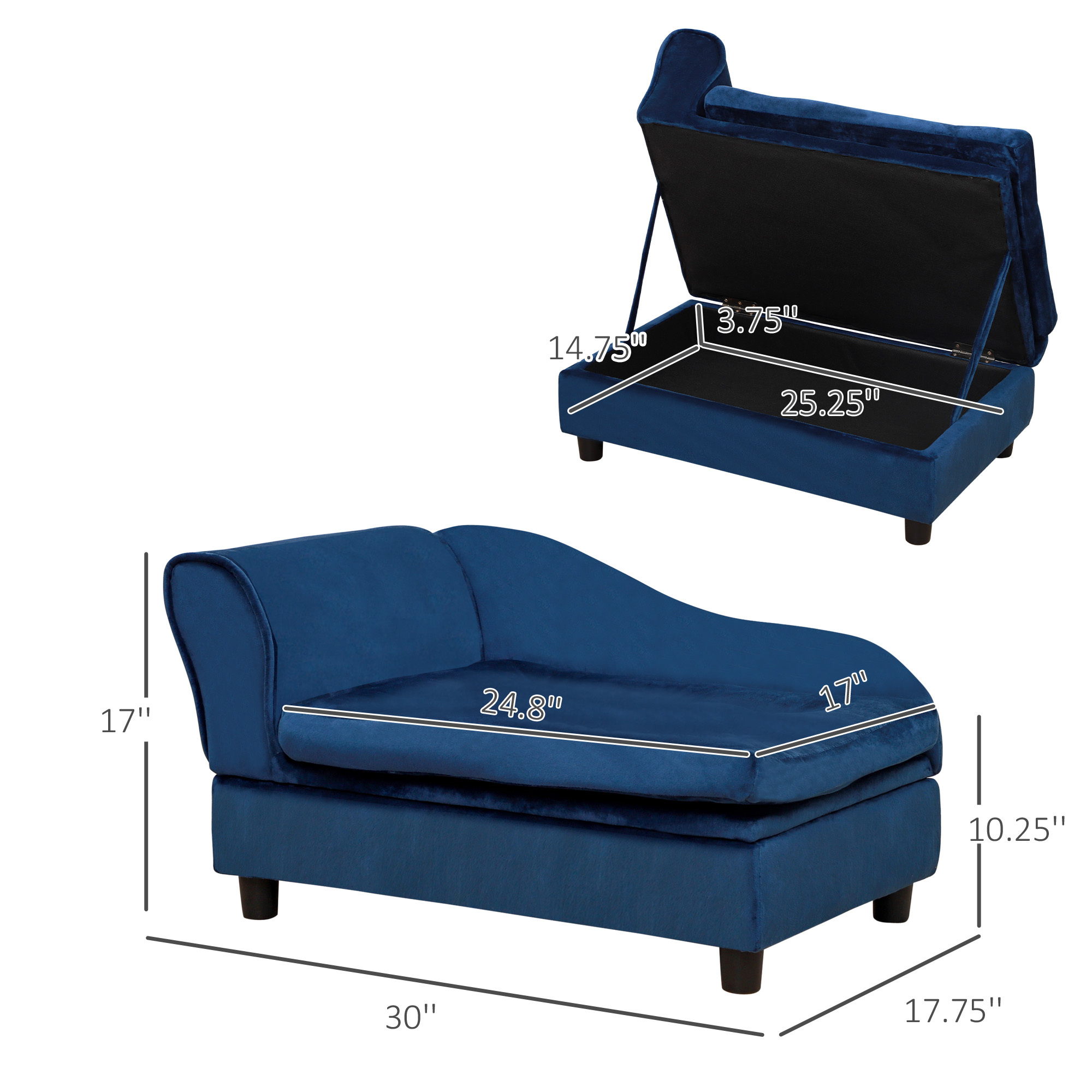 Pet Sofa Bed Couch with Storage, Pet Sofa for Cats and Small Dogs - Image 5