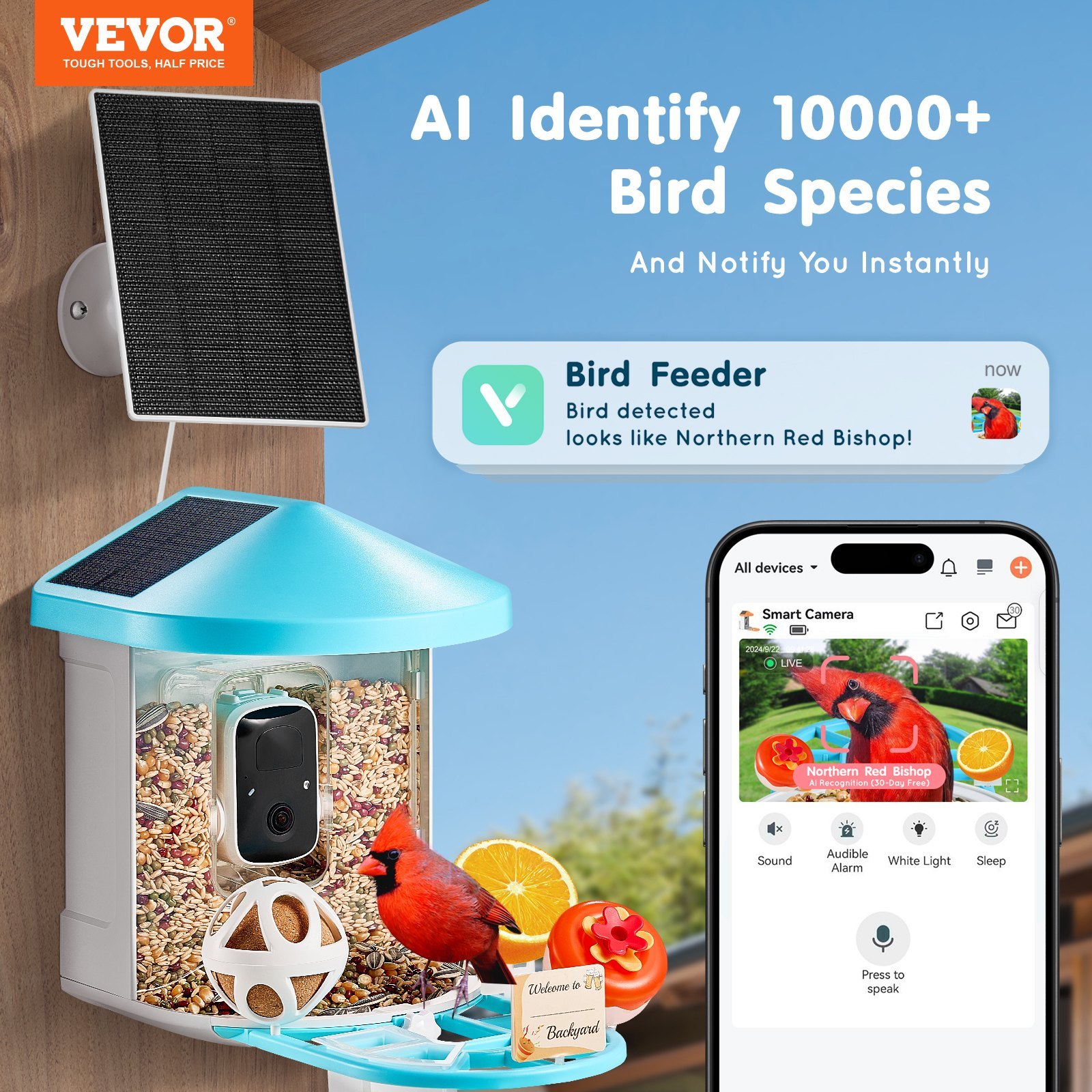 Smart Bird Feeder With Camera AI Identify 10000+ Bird Specie Solar-Powered - Image 3