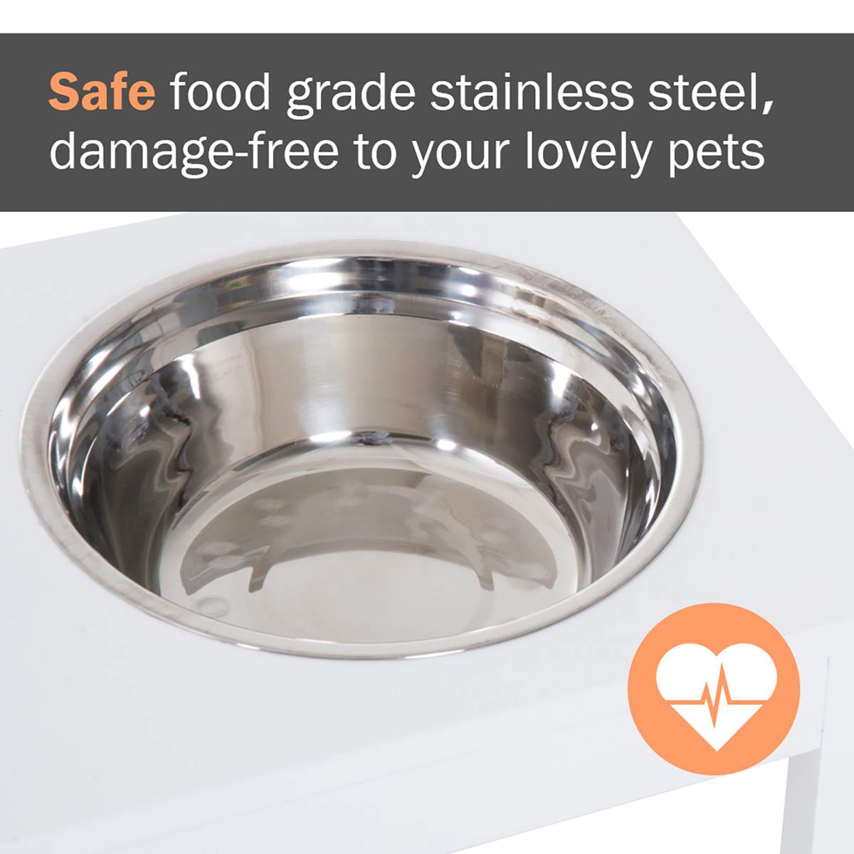 23" Modern Decorative Raised Dog Bowls, Wooden Heavy Duty Pet Food and Water Bowl, Elevated Feeding Station, White - Image 8