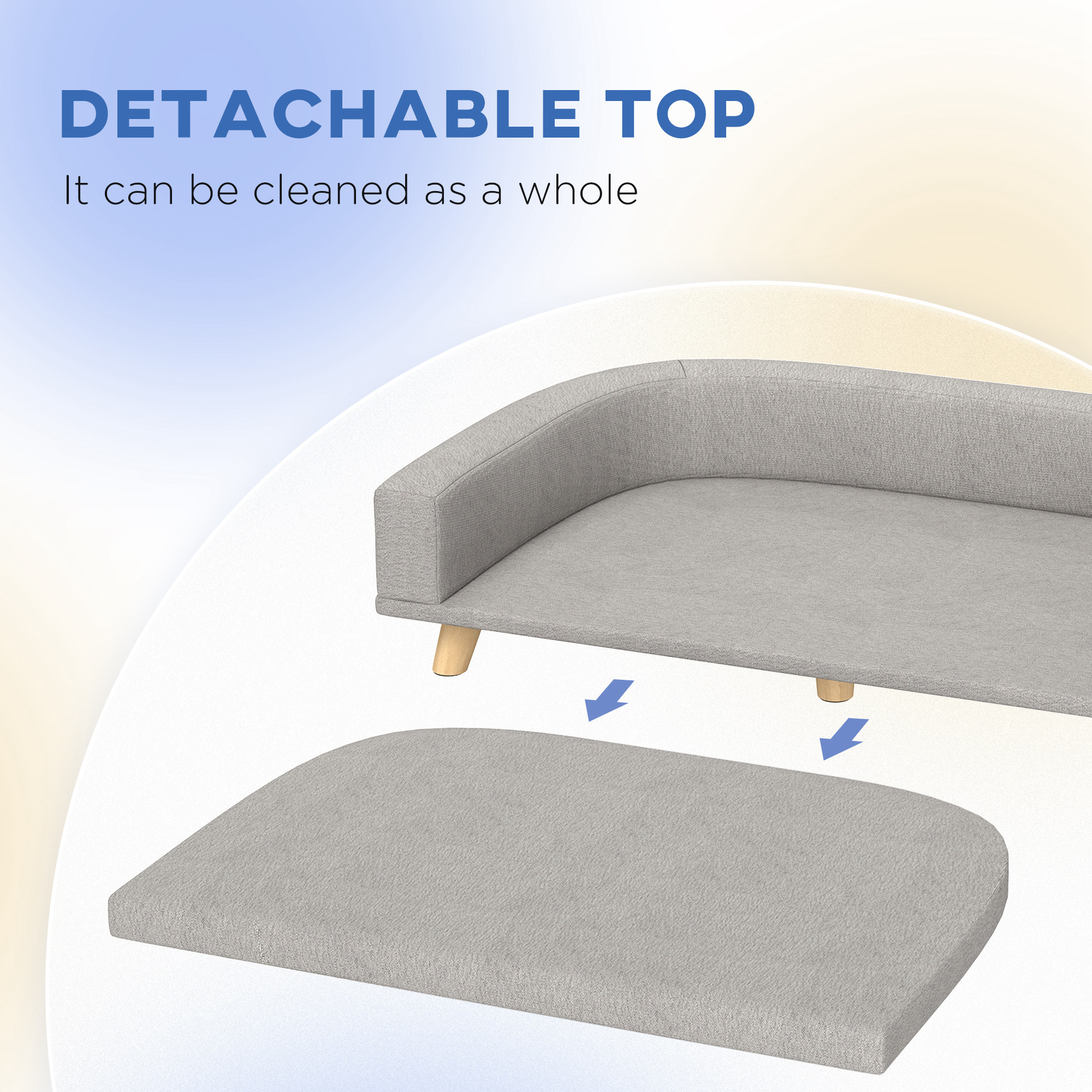 Dog Sofa Couch Bed with Washable Cushion for Large Dogs, Cats, Gray - Image 6
