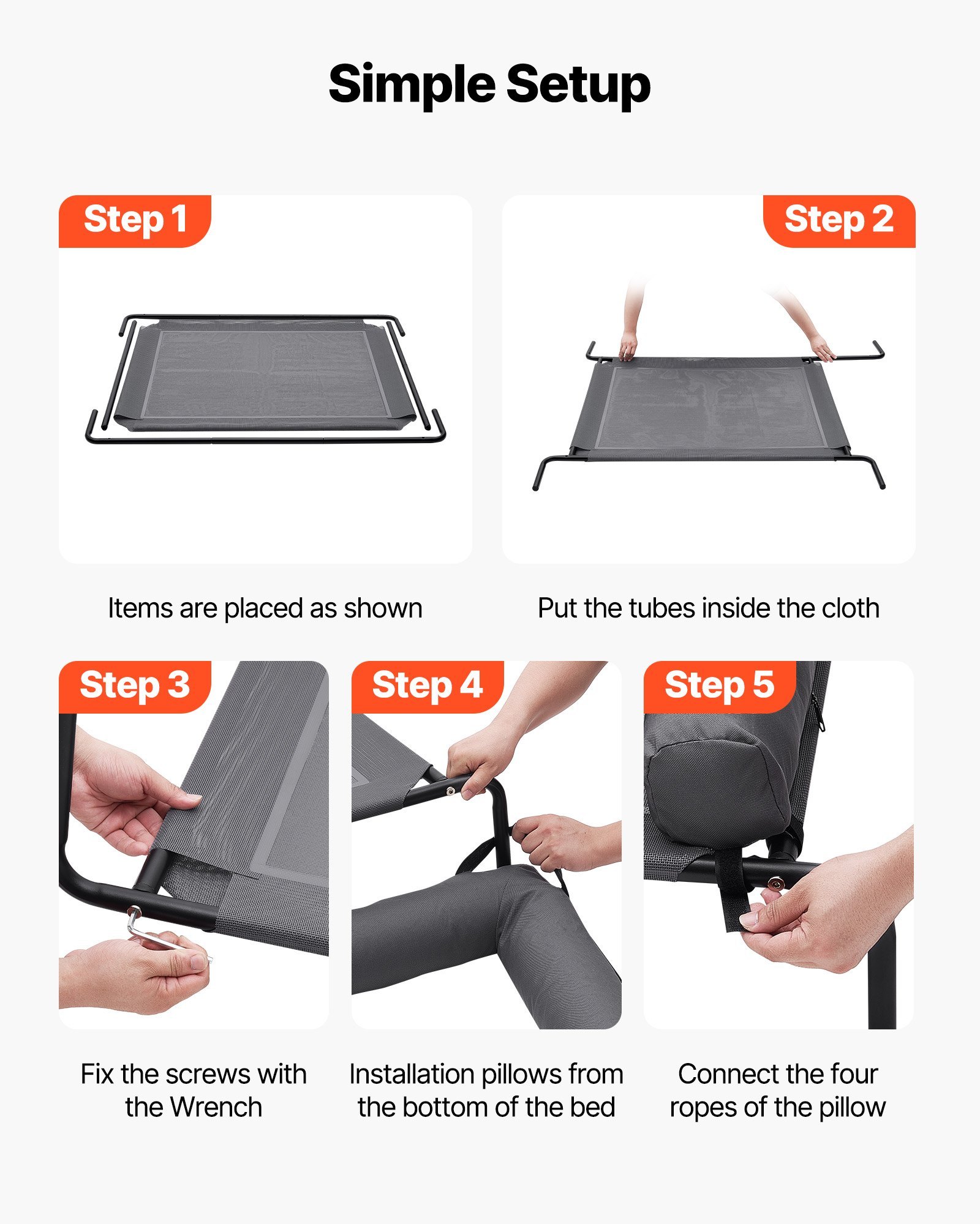 Elevated Dog Bed For Large Dog Portable Raised Dog Cot With Pillow XL Gray - Image 3