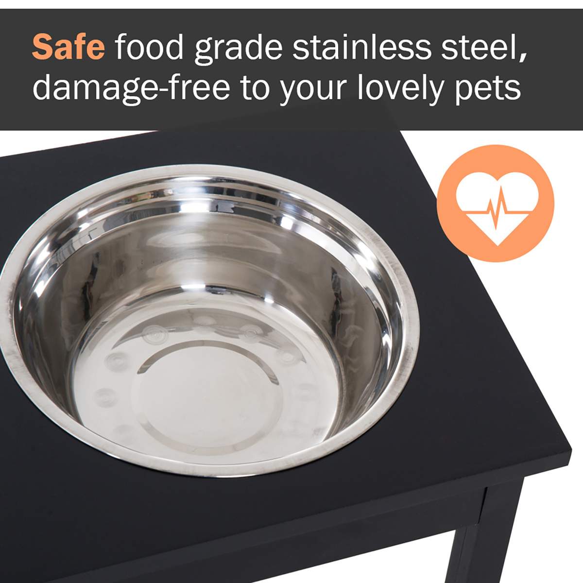 23" Wooden Heavy Duty Dog Food Bowls Pet Elevated Feeding Station -Black - Image 7