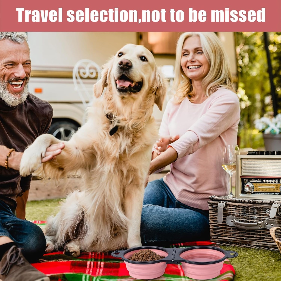 Collapsible Dog Dual Bowls Reinforced Rim 180 Degrees Flip Over Foldable Double Bowl With Lock Clips More Stable Dog Travel Bowls Pet Food Water Feeder - Image 5