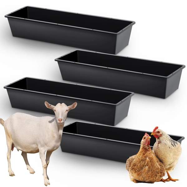 4-piece Dual-purpose Plastic Livestock Feed Trough Suitable For Daily Feeding Of Horses, Goats, Pigs And Other Animals Widely Adaptable To Home Backyards, Pastoral Fences, Livestock Sheds And Other