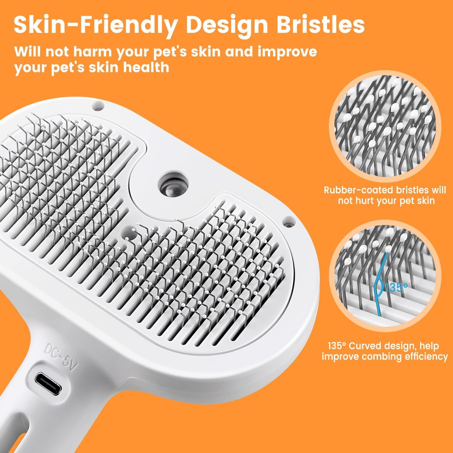 3 In 1 Cat Steam Brush, Pet Steam Brush For Cat Dog Long Short Haired, Pet Spray Hair Removal Comb For Small Animals Shedding & Grooming, Water Mist Spray Brushes With Release Button - Image 4