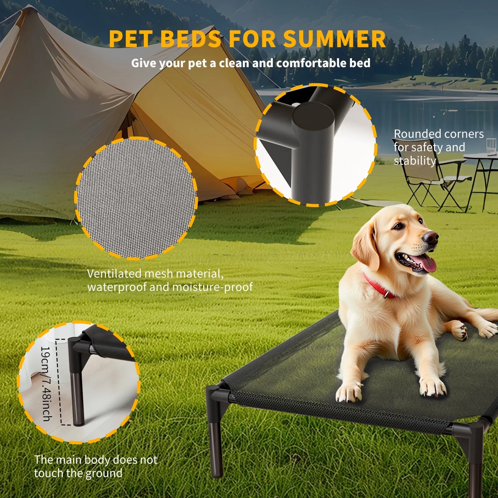 Elevated Breathable Mesh Pet Bed, Indoor Or Outdoor Use, Sizes For Small To XL Pets - Image 6