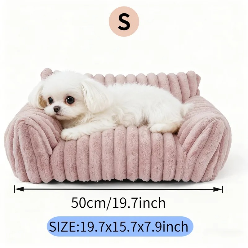Cute Cat Couch For Pets - Fluffy Cat Beds With Premium Soft Corduroy Fleece, Fuzzy Cats Beds For Indoor Cats With Removable Washable Cover, Supportive Pet Sofa - Image 6