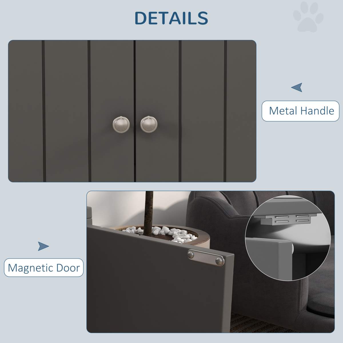 Elevated Dog Bowls with Storage Cabinet Containing Large 44L Capacity, Gray - Image 3