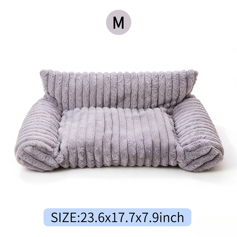 Cute Cat Couch For Pets - Fluffy Cat Beds With Premium Soft Corduroy Fleece, Fuzzy Cats Beds For Indoor Cats With Removable Washable Cover, Supportive Pet Sofa - Image 7