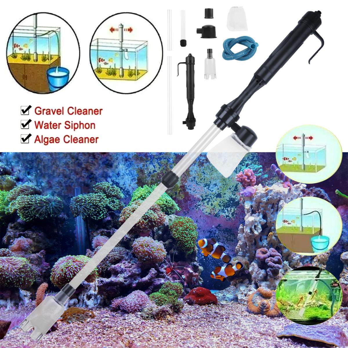 Battery-Operated Aquarium Vacuum Gravel Cleaner For Fish Tank - Image 9