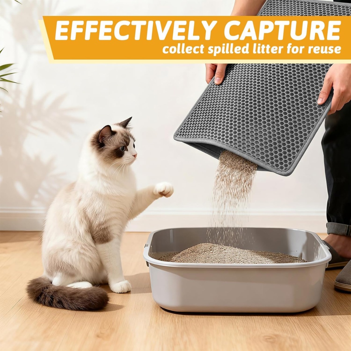 Cat Litter Mat Double Layer Waterproof Urine Proof Trapping Mat 1 Pack - Image 3