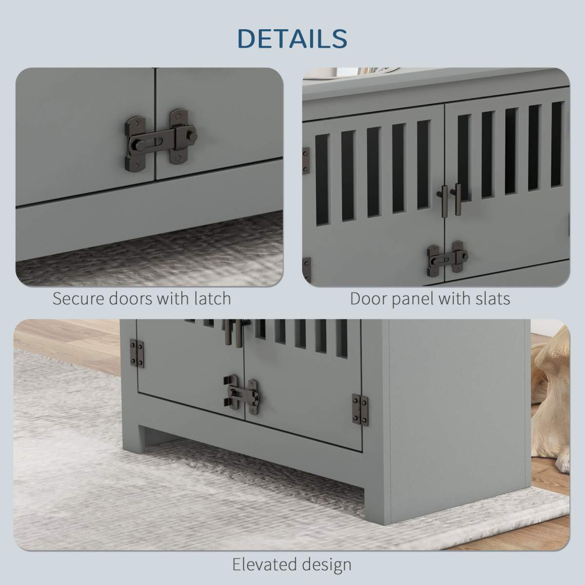 Dog Food Storage Cabinet with Bowls & Dog Feeding Station, Gray - Image 6