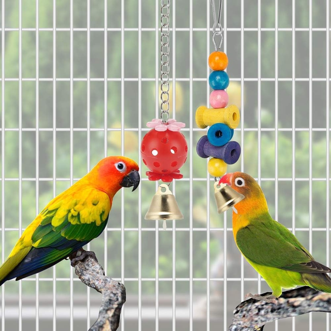 Bird Parakeet Toys Swing Hanging Standing Chewing Hammock Climbing Ladder Bird Cage Colorful Toys Suitable For Budgerigar - Image 6