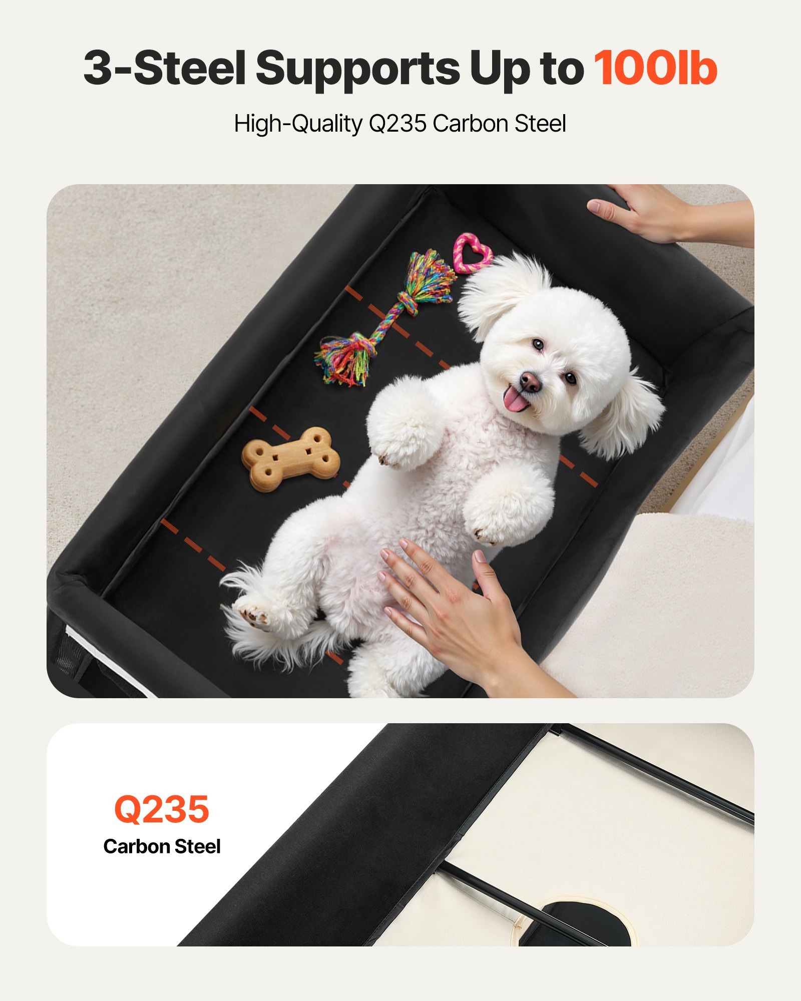 Elevated Lounge Pet Bed Foldable Bunk Dog Bed With Wheels & Side Bags L - Image 3