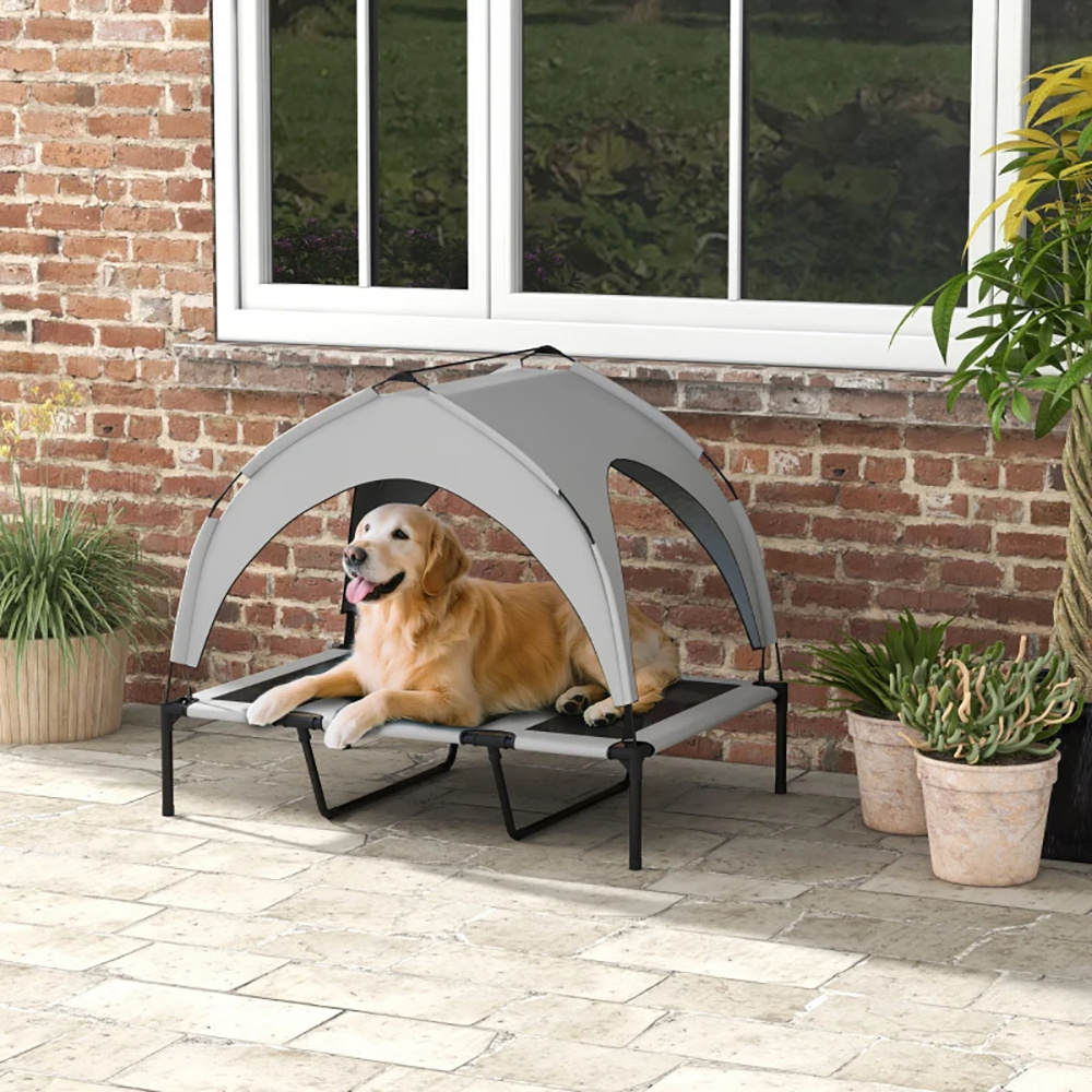 Elevated Dog Bed With Canopy, Raised Outdoor Pet Bed For Camping With Washable Breathable Mesh - Image 9