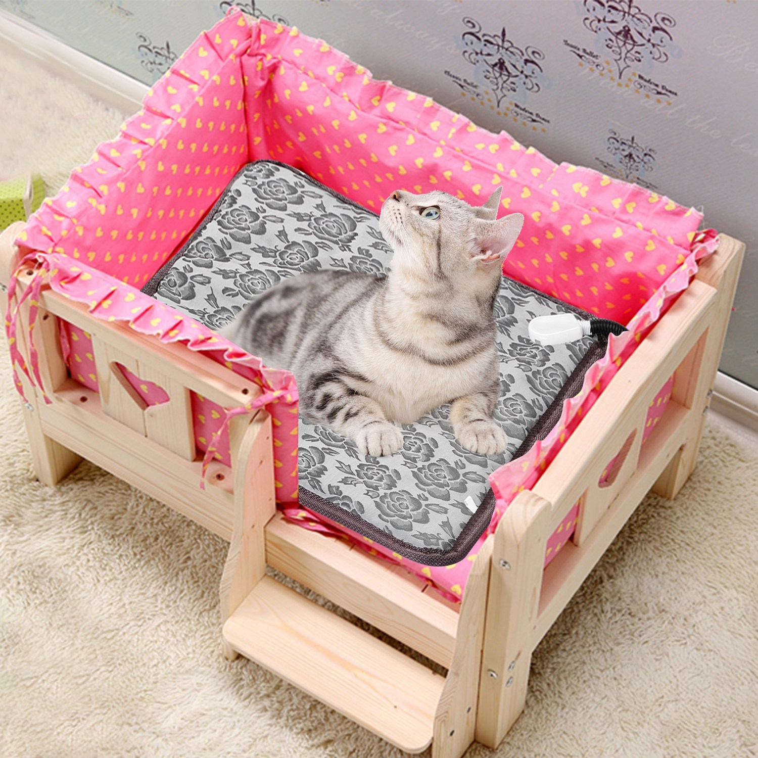 1Pc Pet Heating Pad Dog Cat Electric Heating Mat Waterproof Adjustable Warming Blanket With Chew Resistant Steel Cord Case - Image 4