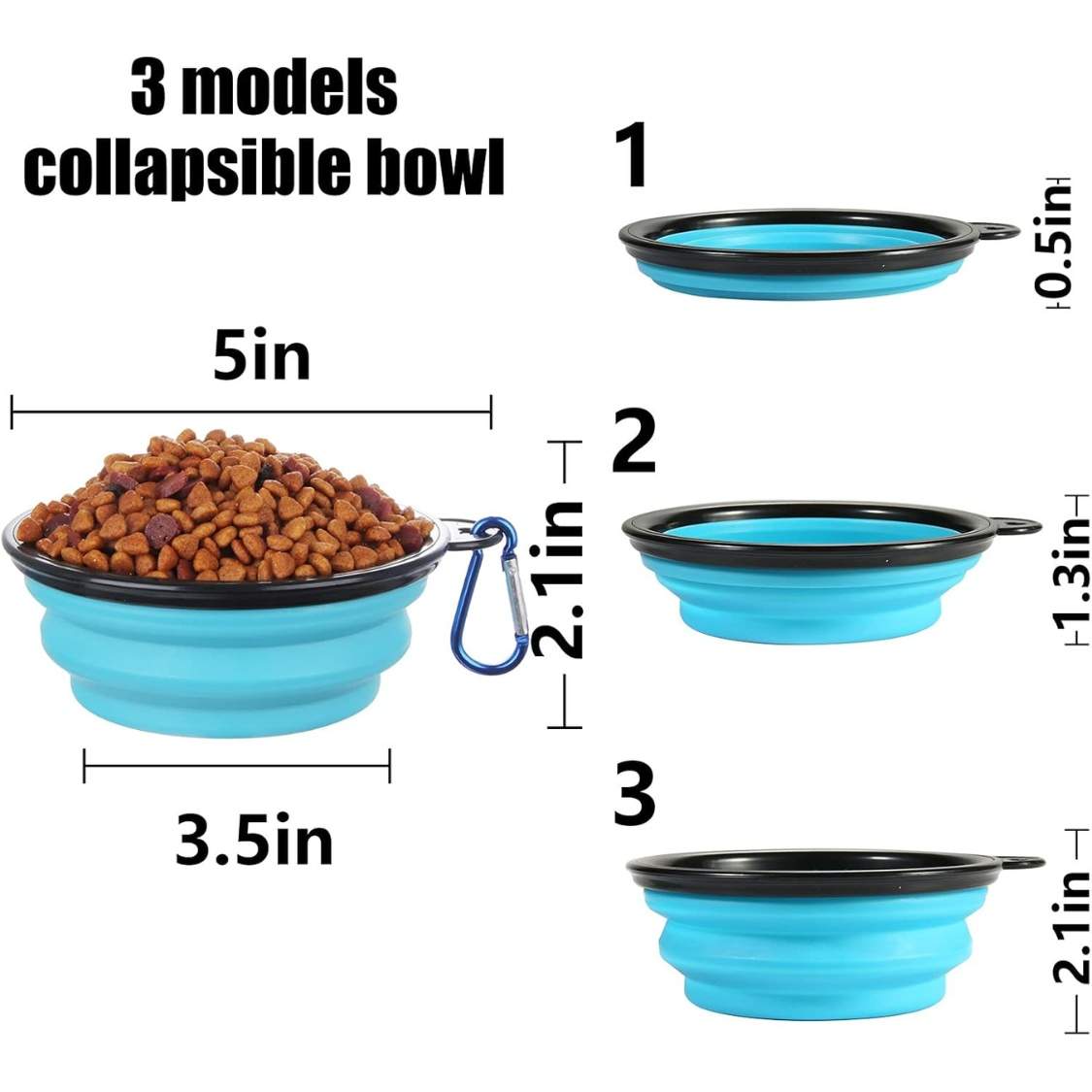 Collapsible Bowl With Cover Lids,2 Pack Dog Travel Bowls Portable Foldable Cat Water Dish Bowl For Pets Walking Parking Camping - Image 2