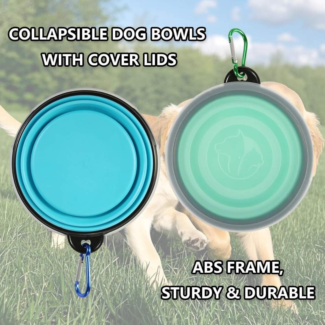 Collapsible Bowl With Cover Lids,2 Pack Dog Travel Bowls Portable Foldable Cat Water Dish Bowl For Pets Walking Parking Camping - Image 7