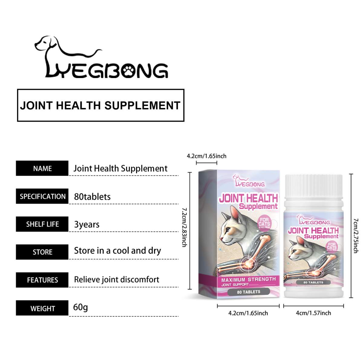 Cat Joint Health Support Tablets, Glucosamine Joint Supplement For All Breeds & Sizes Cats, 80 Count Joint Care Chewable Tablets To Relieve Joint Discomfort - Image 9