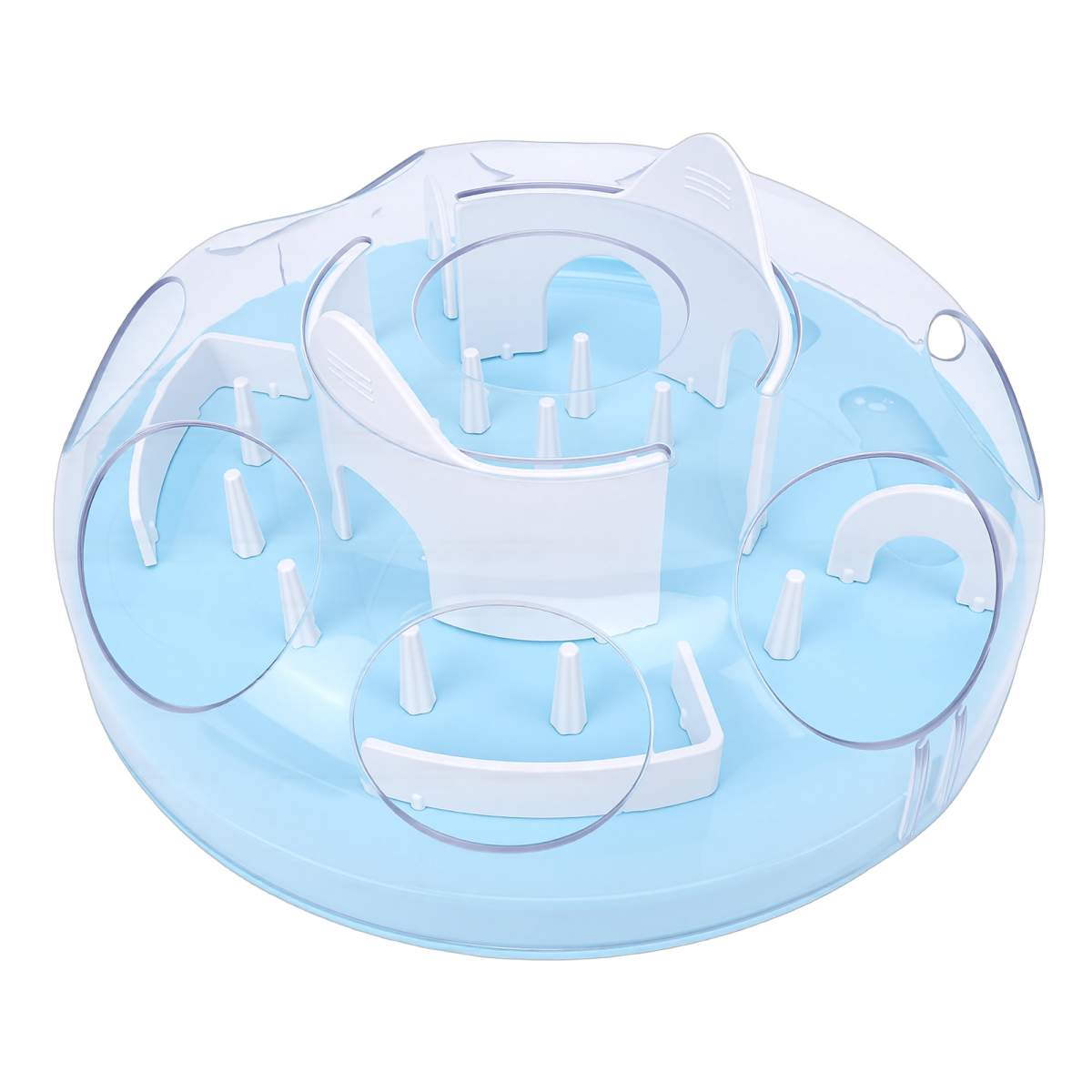 Interactive Cat Puzzle Feeder Funny Cat Puzzle Food Dispenser Enrichment Toy For Pets Play And Exercise Blue