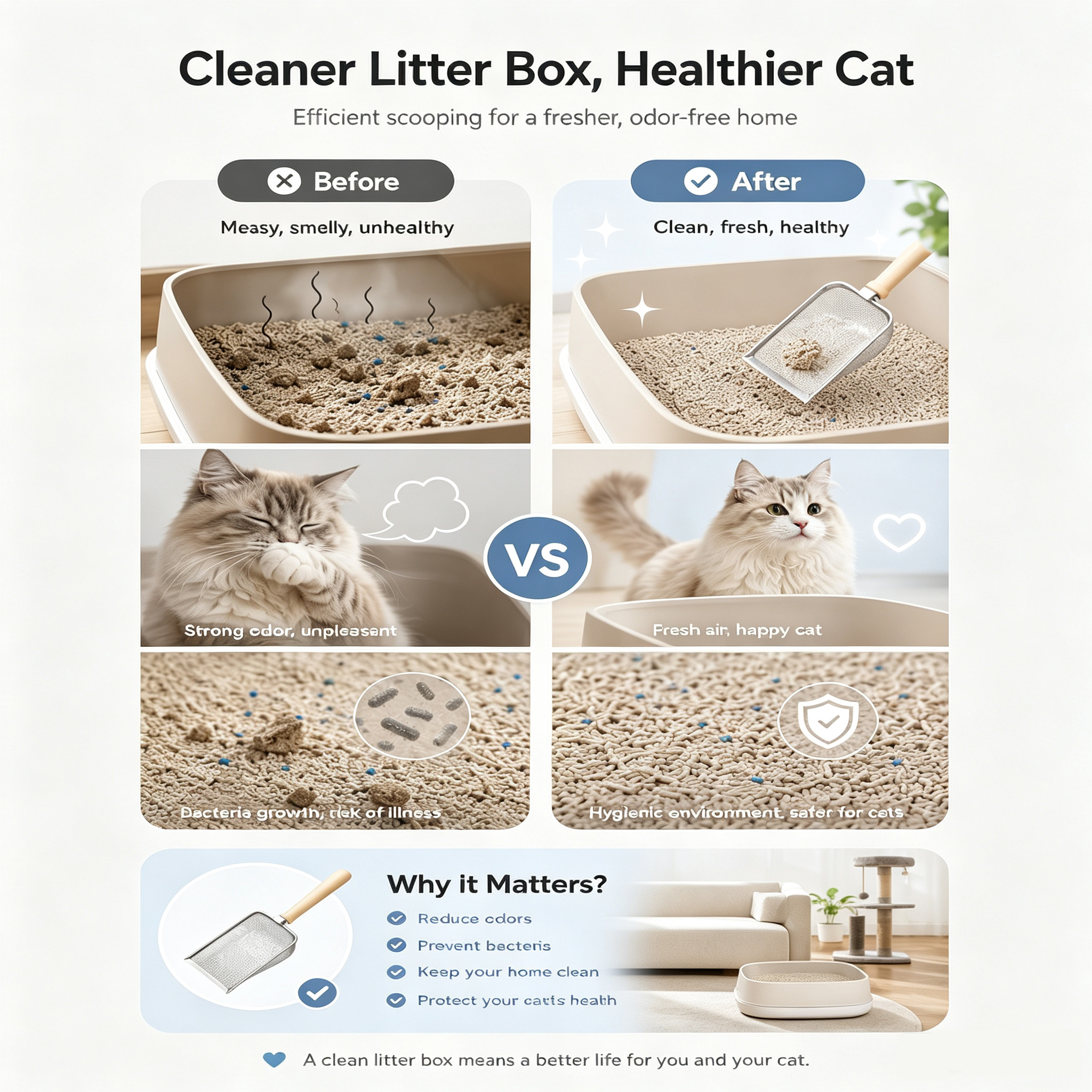 Stainless Steel Cat Litter Scoop With Fine Mesh Sifter, Durable Metal Litter Scooper With Ergonomic Wooden Handle, Heavy Duty Kitty Litter Shovel For Easy Cleaning - Image 7