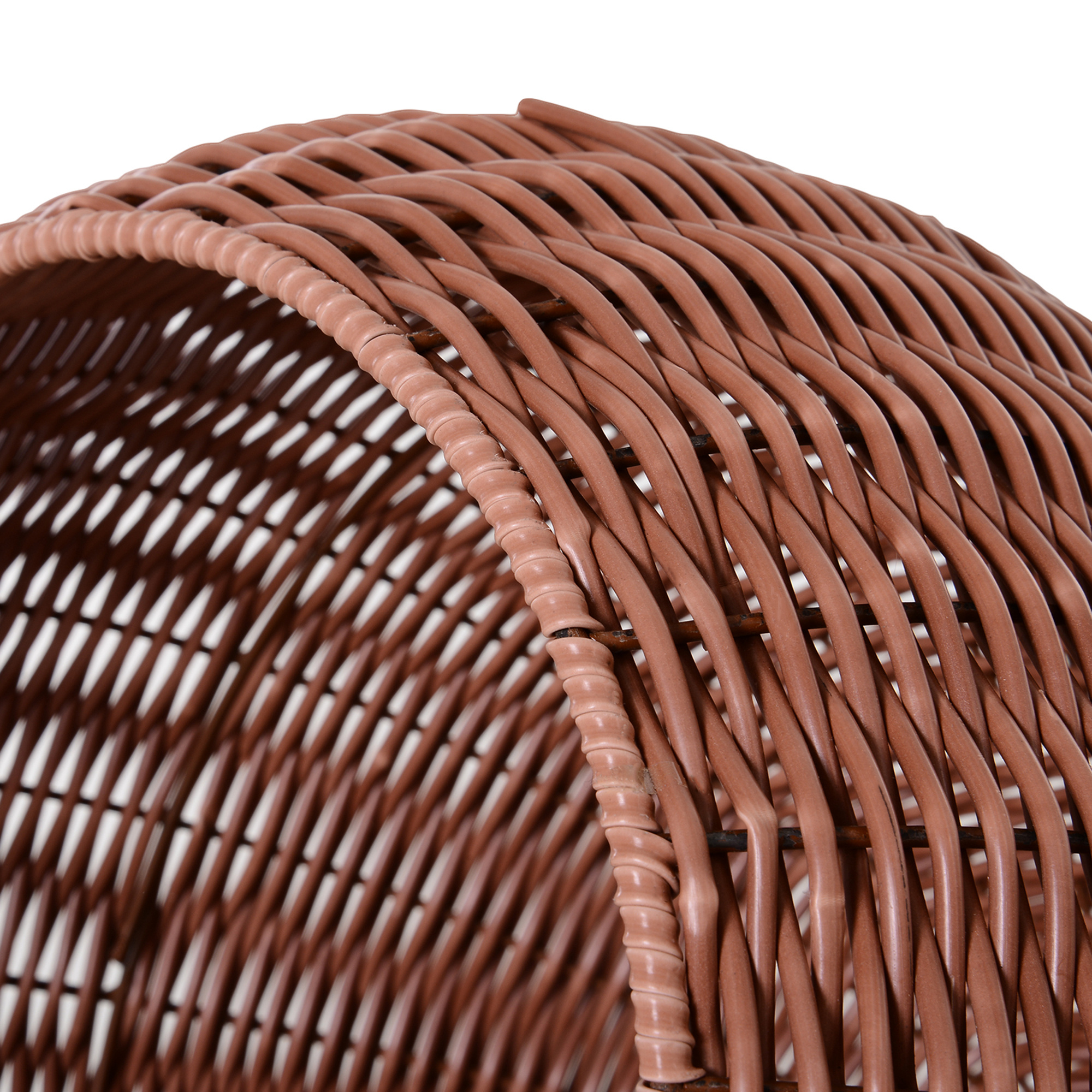 Elevated Cat Bed with Rotatable Egg Chair Pod, Cat Basket Bed with Thick Cushion, Natural Mat Grass Woven Kitty House, Brown - Image 8