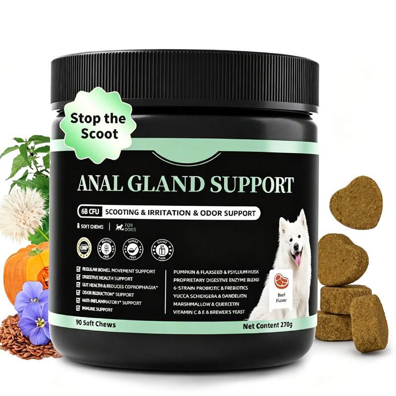 Dog Probiotics Digestive Enzymes,Pumpkin Fiber Chews For Gut Health, Constipation Upset Stomach Relief, Gas & Stool Support, Chicken Flavor Soft Chews ,90 Count