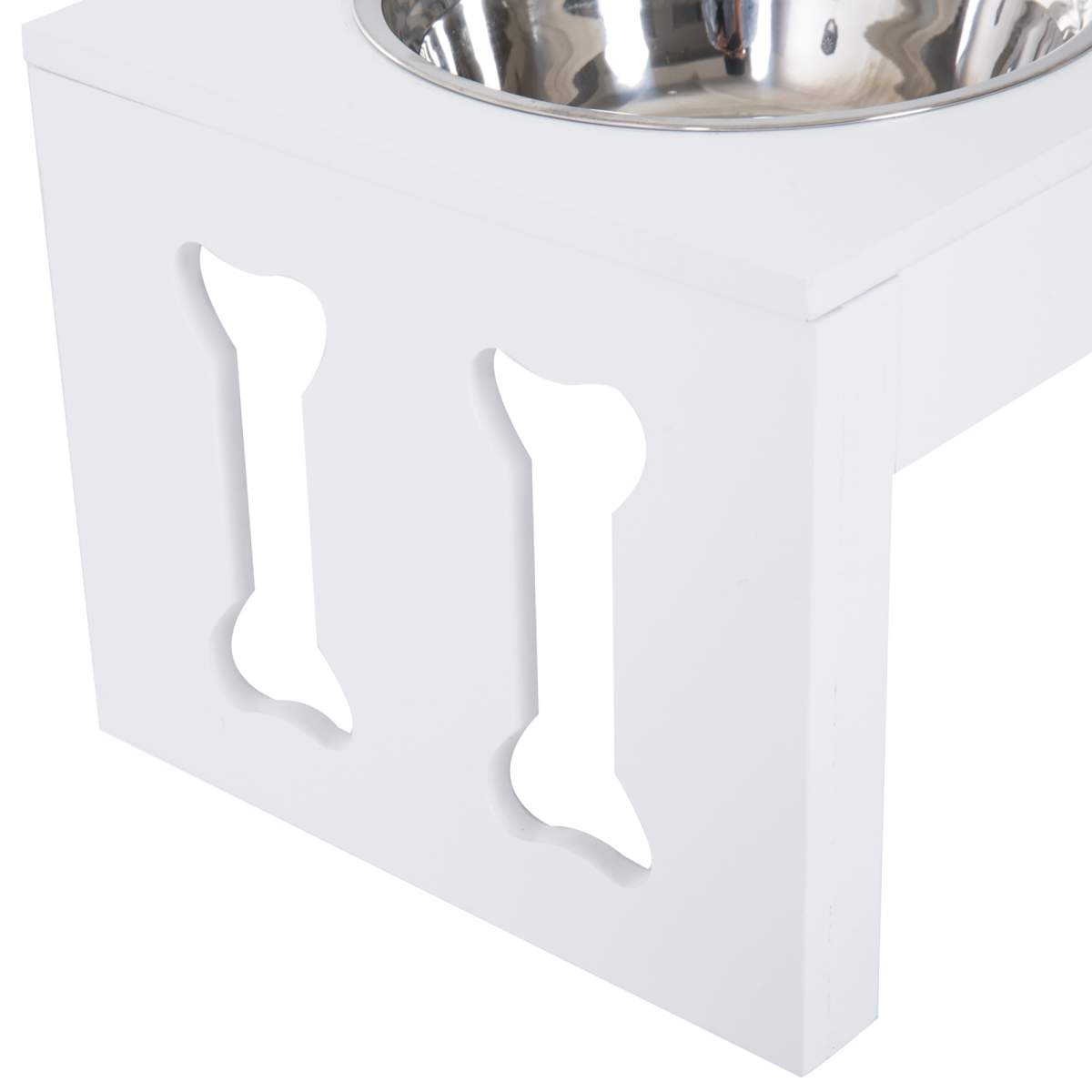 23" Modern Decorative Raised Dog Bowls, Wooden Heavy Duty Pet Food and Water Bowl, Elevated Feeding Station, White - Image 3