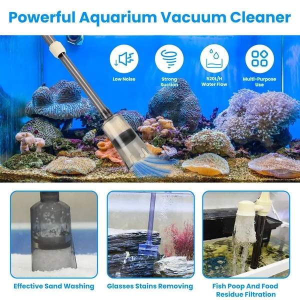 Multifunctional Electric Aquarium Gravel Cleaner Kit Length Adjustable Automatic Fish Tank Vacuum Cleaner - Image 5