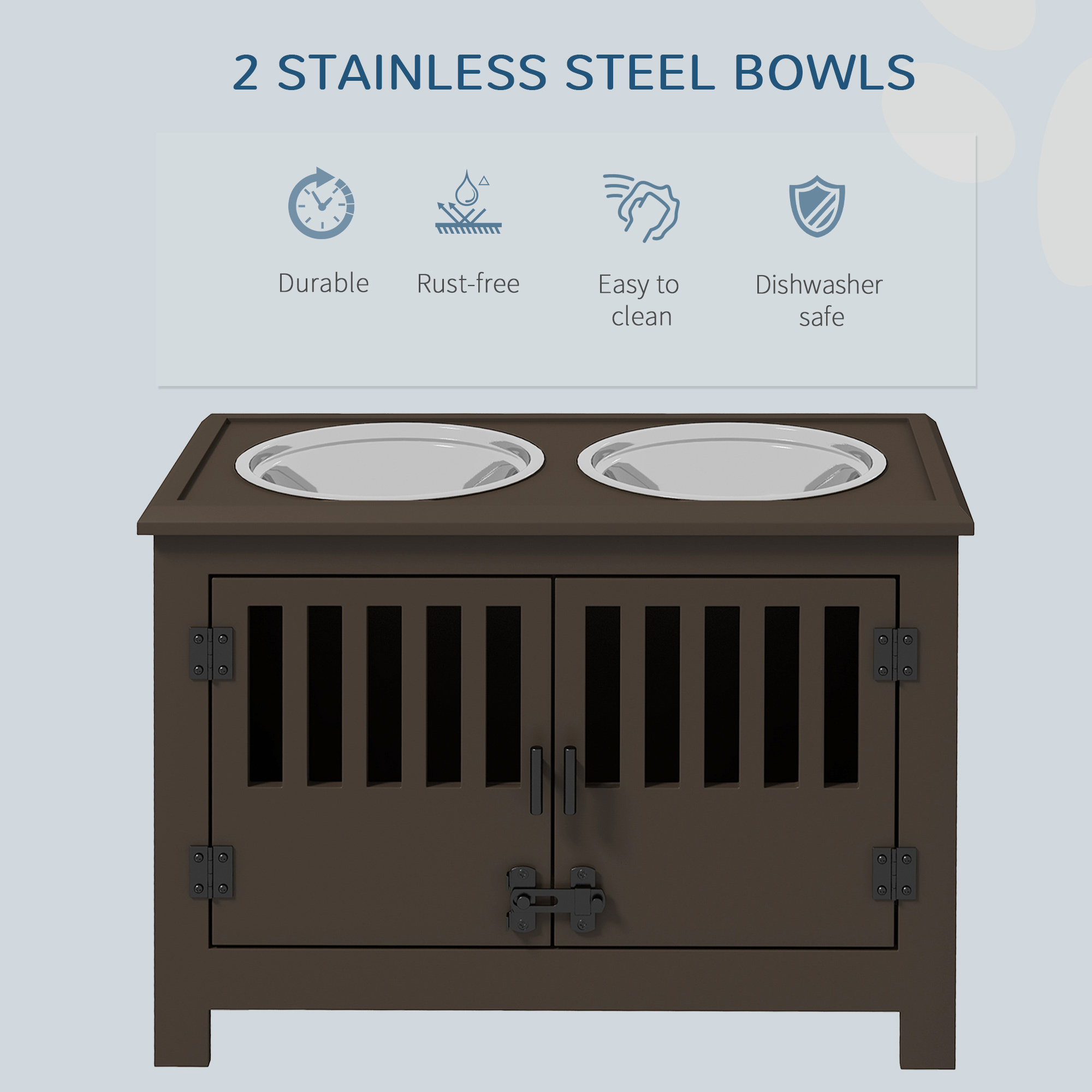 Dog Food Storage Cabinet with Bowls & Dog Feeding Station, Espresso - Image 7