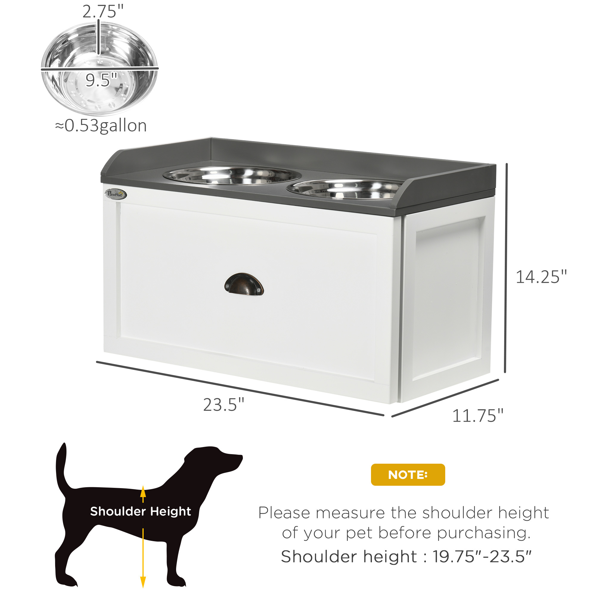 Pet Feeding Station Pet Dish Bowl Set with Storage, 2 Elevated Dog Bowls for Large Sized Dogs, White - Image 7