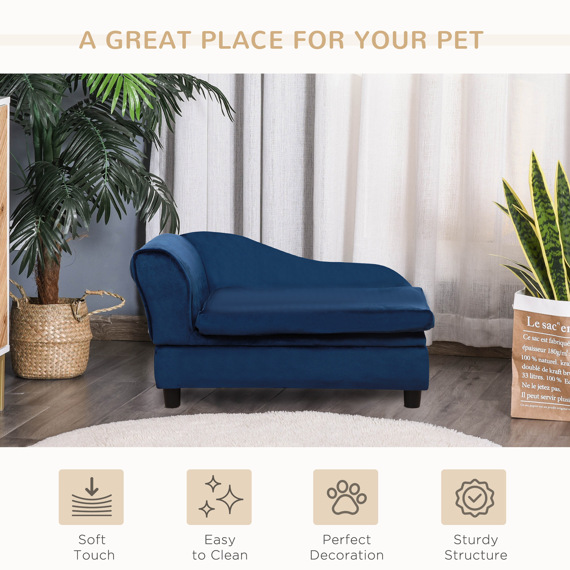 Pet Sofa Bed Couch with Storage, Pet Sofa for Cats and Small Dogs - Image 4