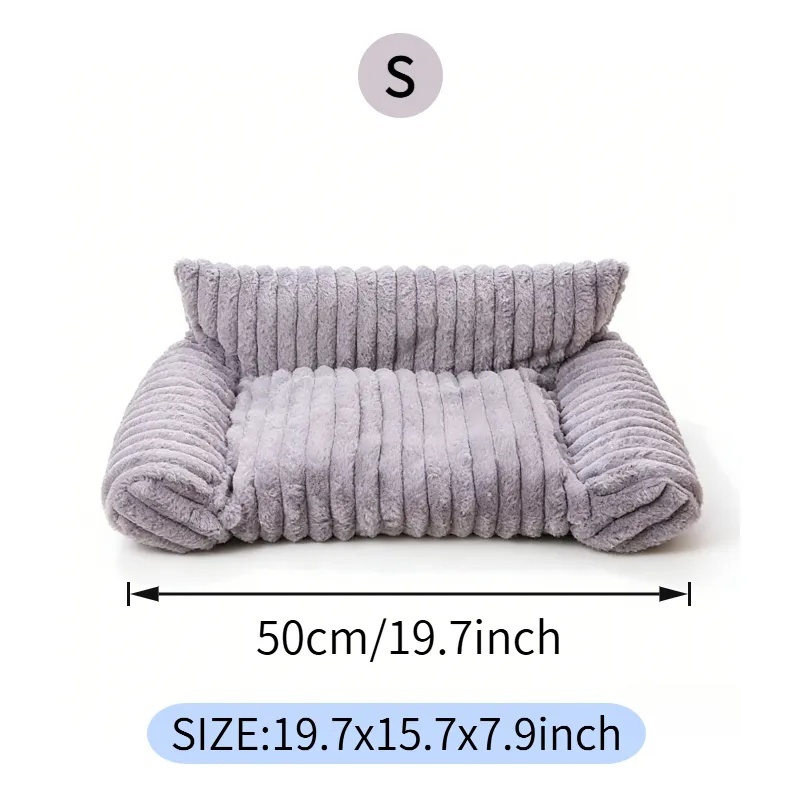 Cute Cat Couch For Pets - Fluffy Cat Beds With Premium Soft Corduroy Fleece, Fuzzy Cats Beds For Indoor Cats With Removable Washable Cover, Supportive Pet Sofa - Image 9