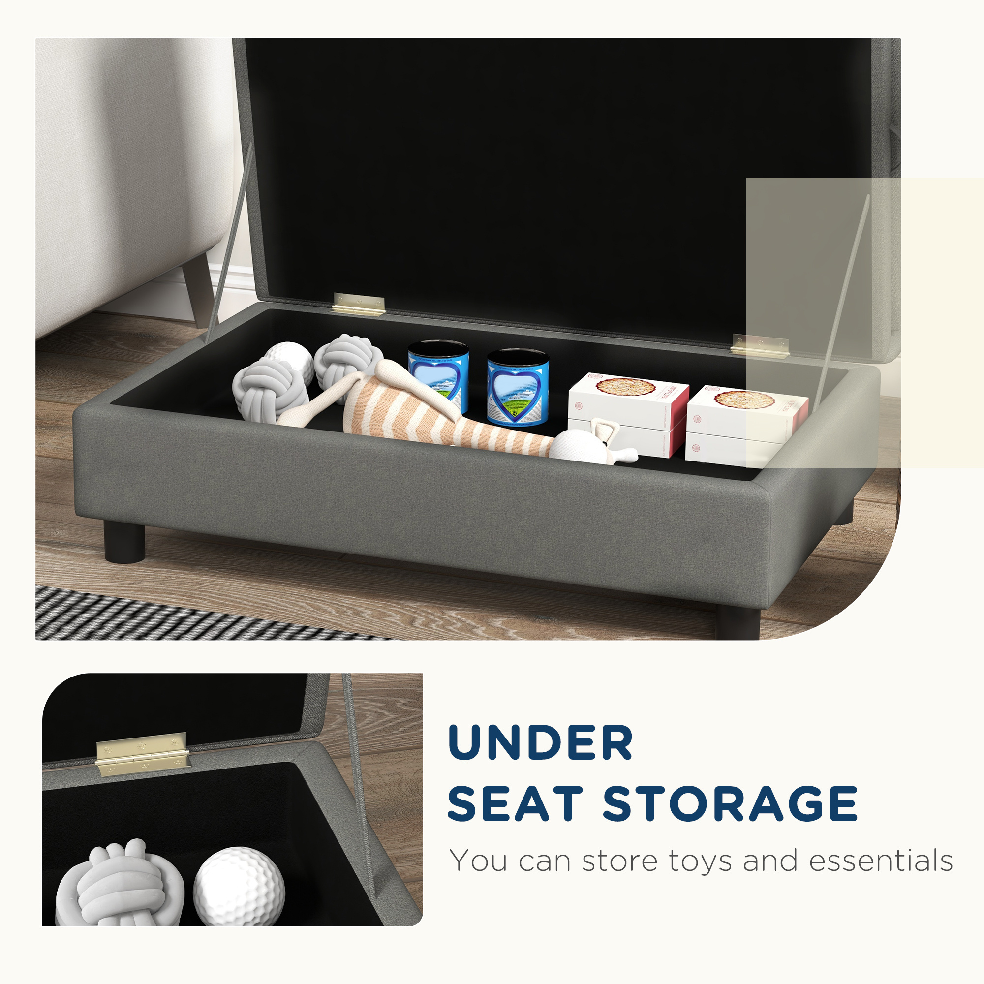 Pet Sofa Dog Sofa for Small Dogs with Storage, Gray - Image 3