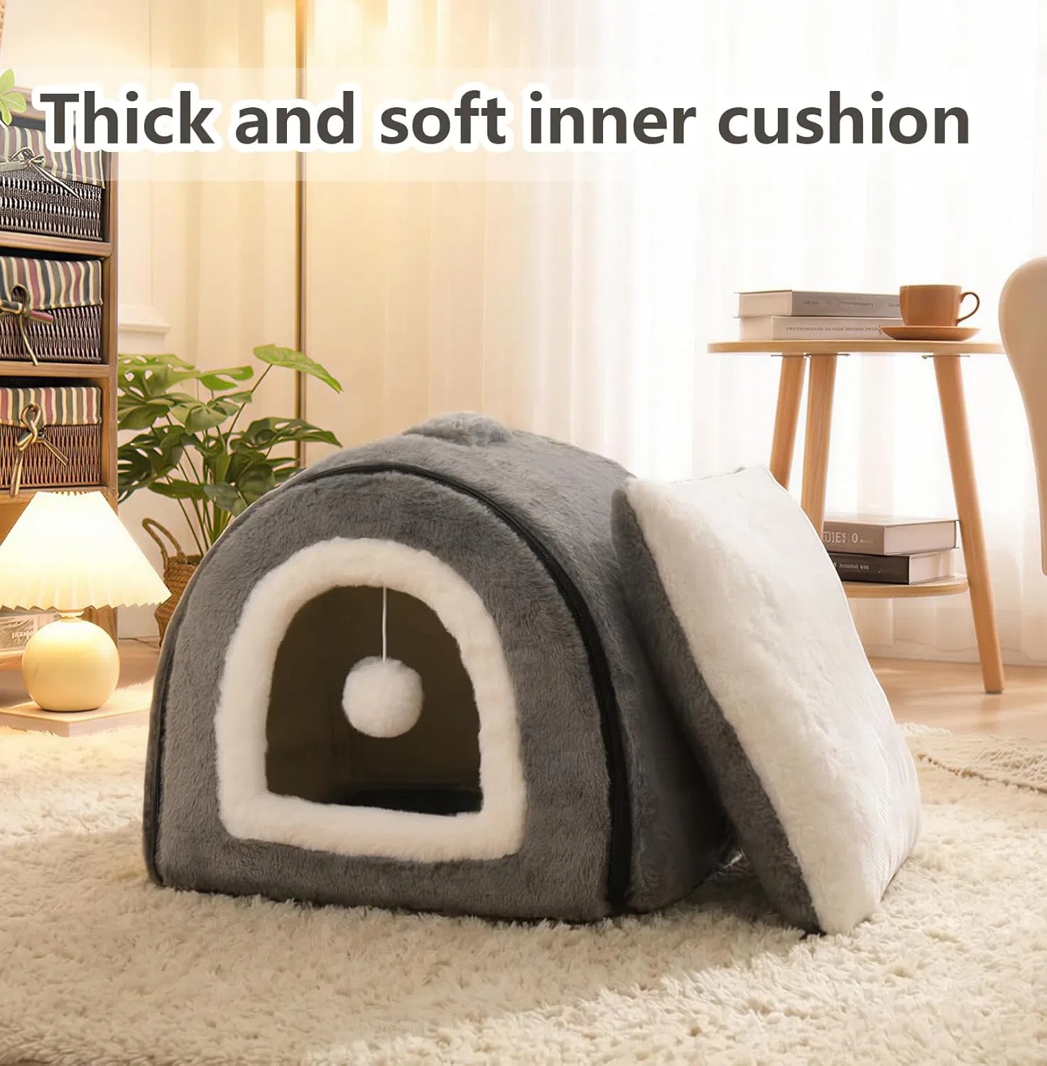 Cat Bed For Indoor Cats Foldable Cat Cave Anti-Slip Water-Resistant Bottom Cat Houses For Indoor Cats Or Small Dogs Kitten Tent - Image 8