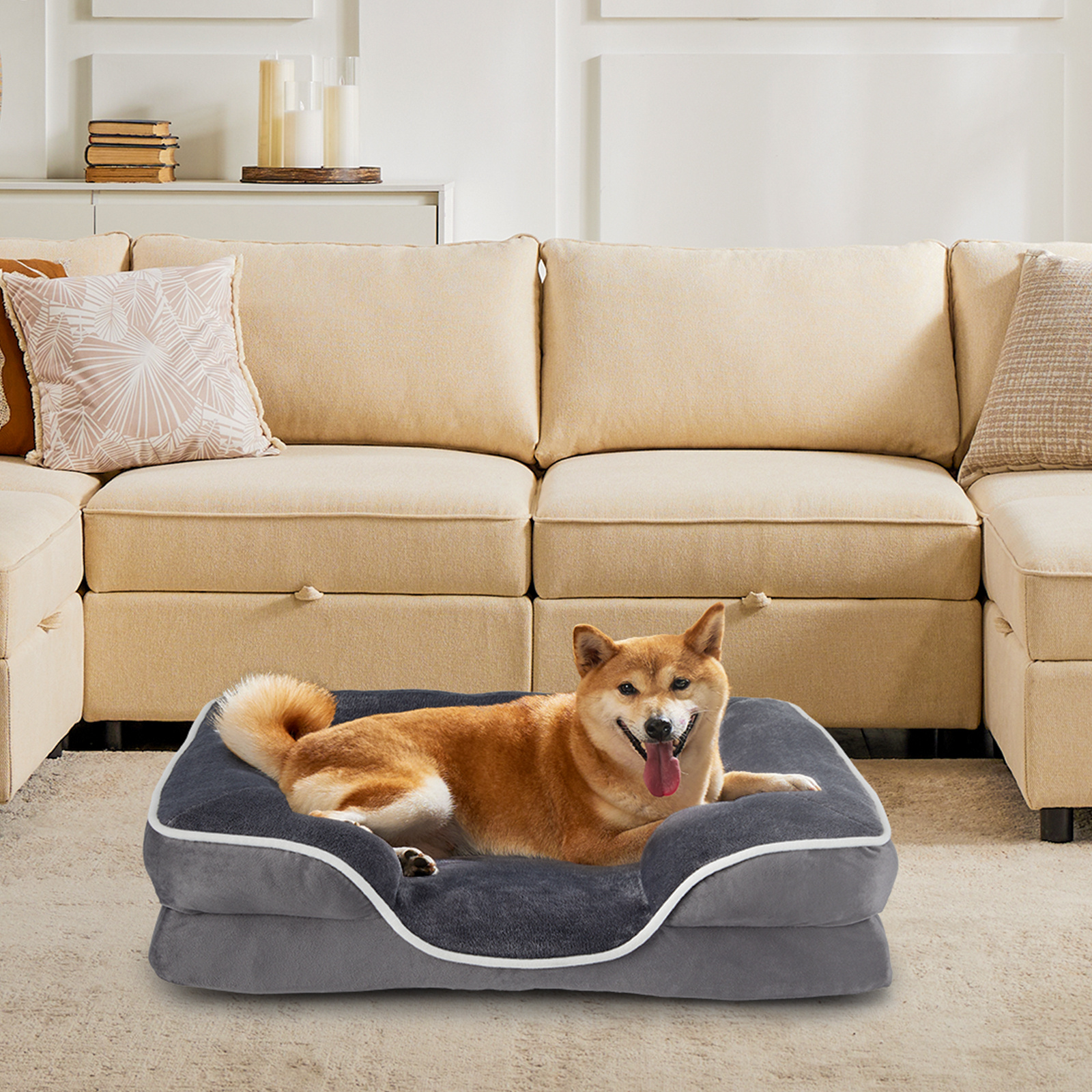 Memory Foam Pet Bed For Small Dogs & Cats With Washable Removable Cover Non-Slip Base Waterproof Liner - Image 10