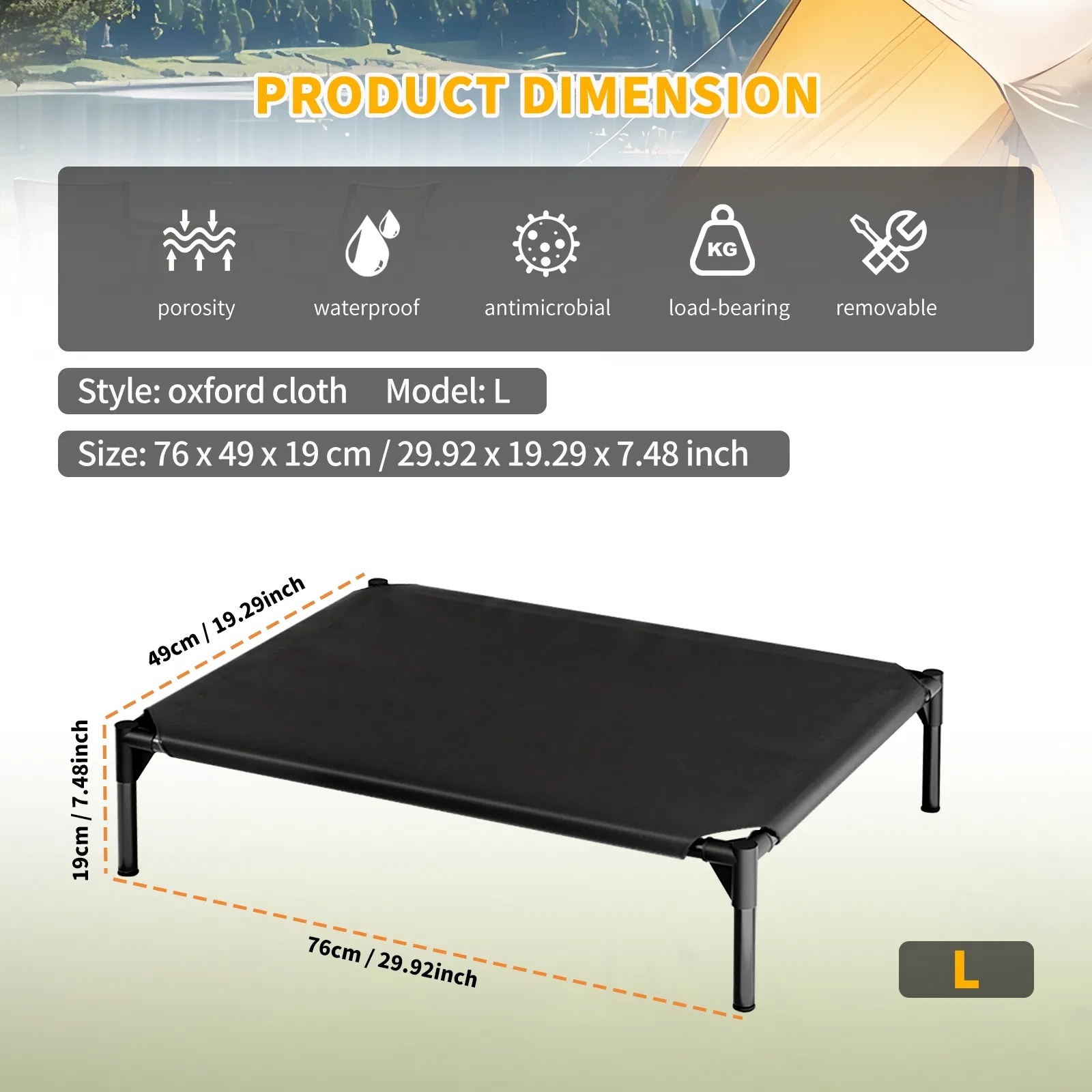 Elevated Breathable Mesh Pet Bed, Indoor Or Outdoor Use, Sizes For Small To XL Pets - Image 4