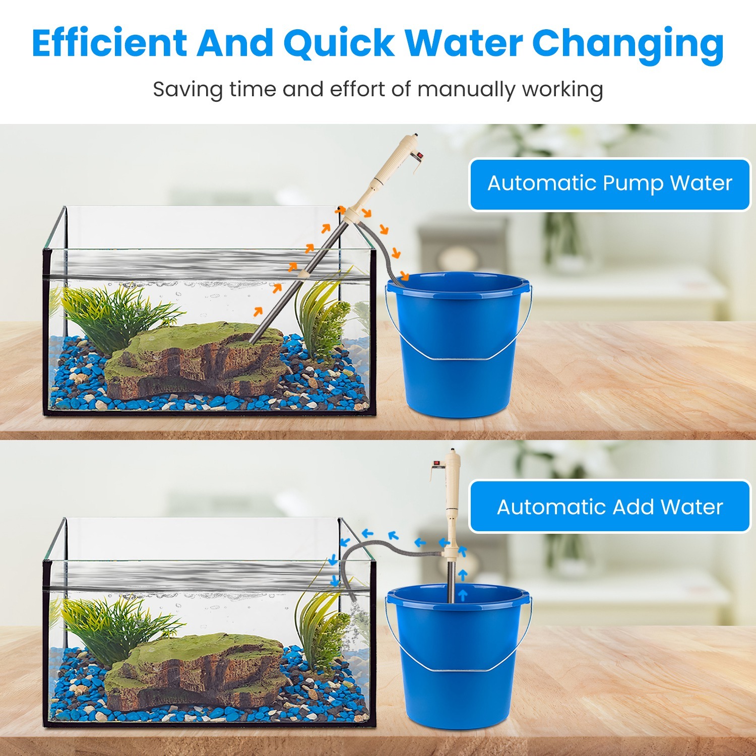 1 Set Multifunctional Electric Aquarium Gravel Cleaner Kit Length Adjustable Automatic Fish Tank Vacuum Cleaner Change Water Wash Sand Filter Dirt Removal - Image 10