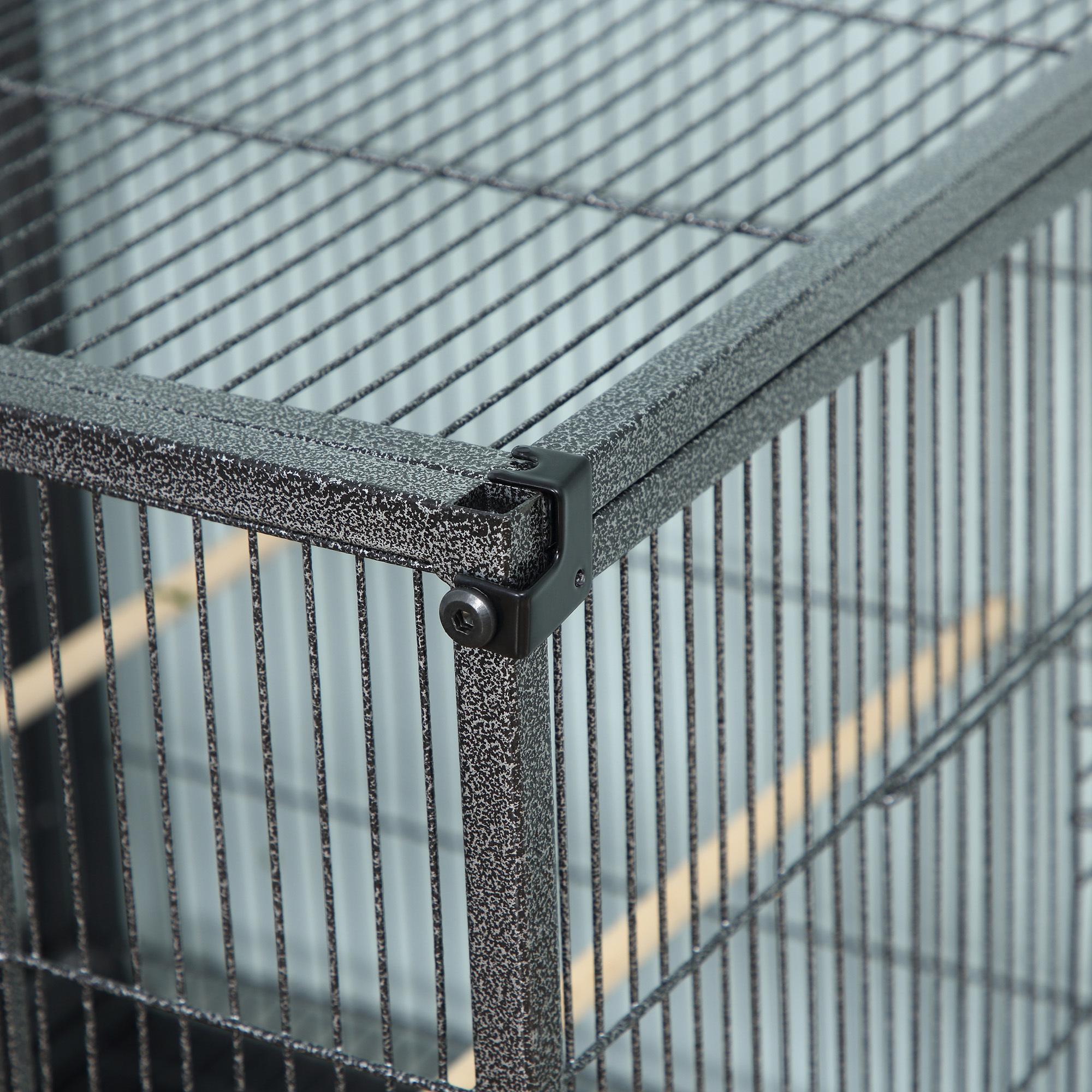 Divided Breeder Bird Cage with Rolling Stand Removable Metal Tray, Storage Shelf, Wood Perch, and Food Container - Image 7