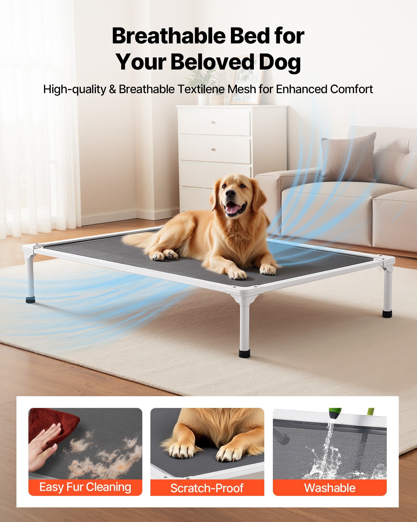 Elevated Dog Bed For Large Dog Portable Raised Dog Cot With Teslin Mesh XL - Image 4