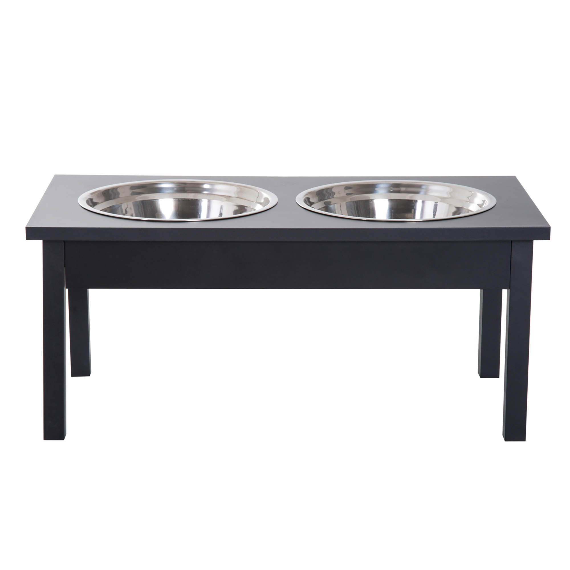 23" Wooden Heavy Duty Dog Food Bowls Pet Elevated Feeding Station -Black - Image 4