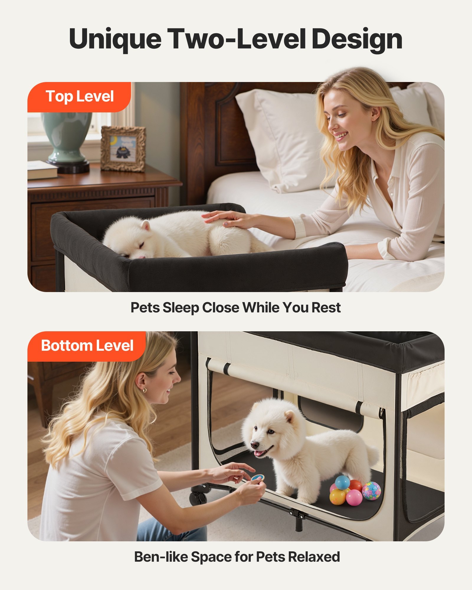 Elevated Lounge Pet Bed Foldable Bunk Dog Bed With Wheels & Side Bags L - Image 4