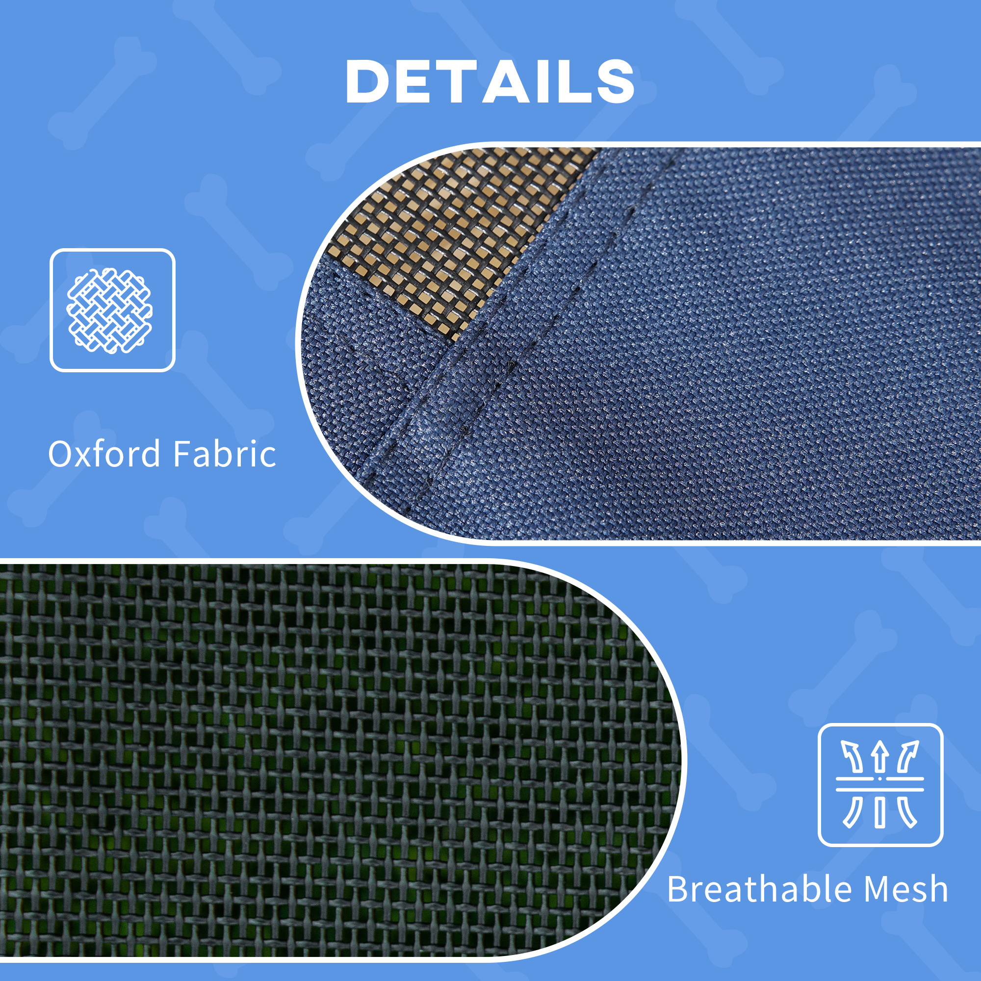 Elevated Portable Dog Cot Pet Bed with UV Protection Canopy Shade, 36 inch, Dark Blue - Image 7