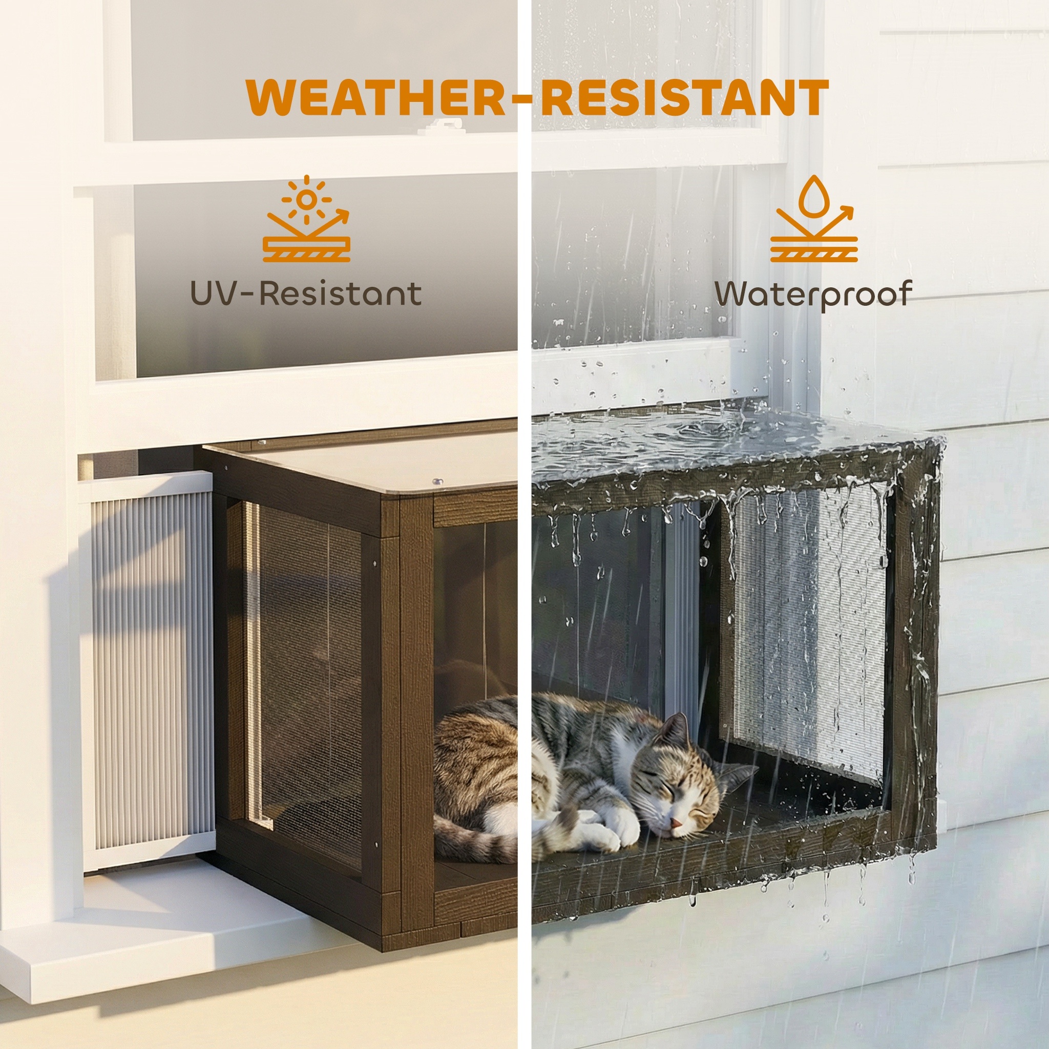 Catio Outdoor Cat Enclosure 25"–41" Outdoor Cat House for Sunbathing, Napping & Overlooking - Image 4