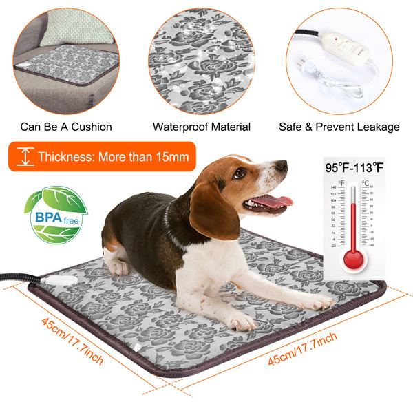 Pet Heating Pad, Waterproof Adjustable Warm Blanket, With Anti Bite Steel Rope Box - Image 4