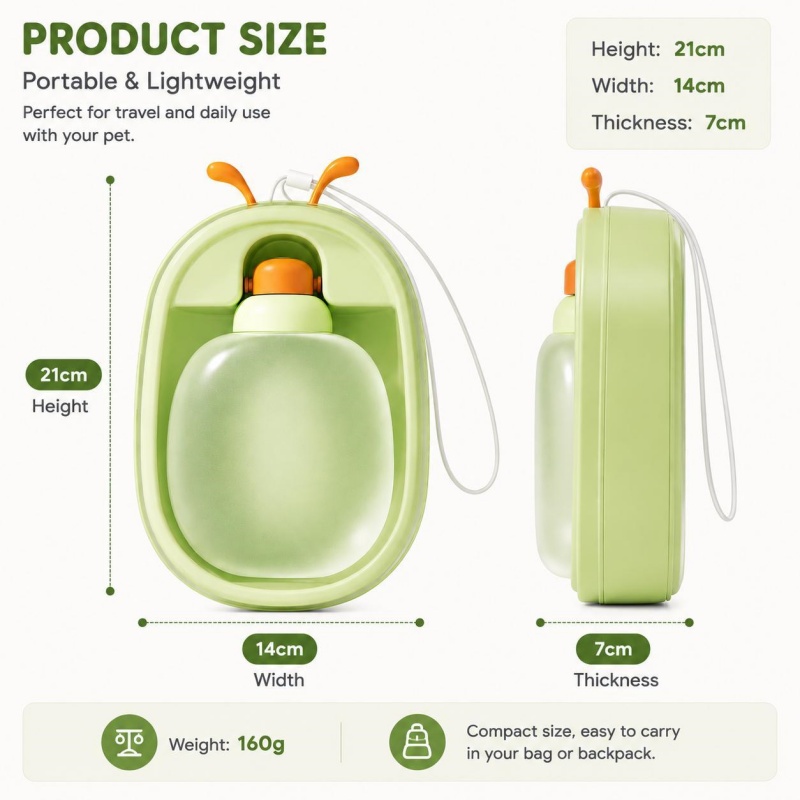 Portable Pet Water Bottle With Cute Antlers Food Grade, BPA Free, Leak Proof Travel Cup For Dogs, Durable, Easy-to-Clean Outdoor Water Dispenser With Lanyard. - Image 4