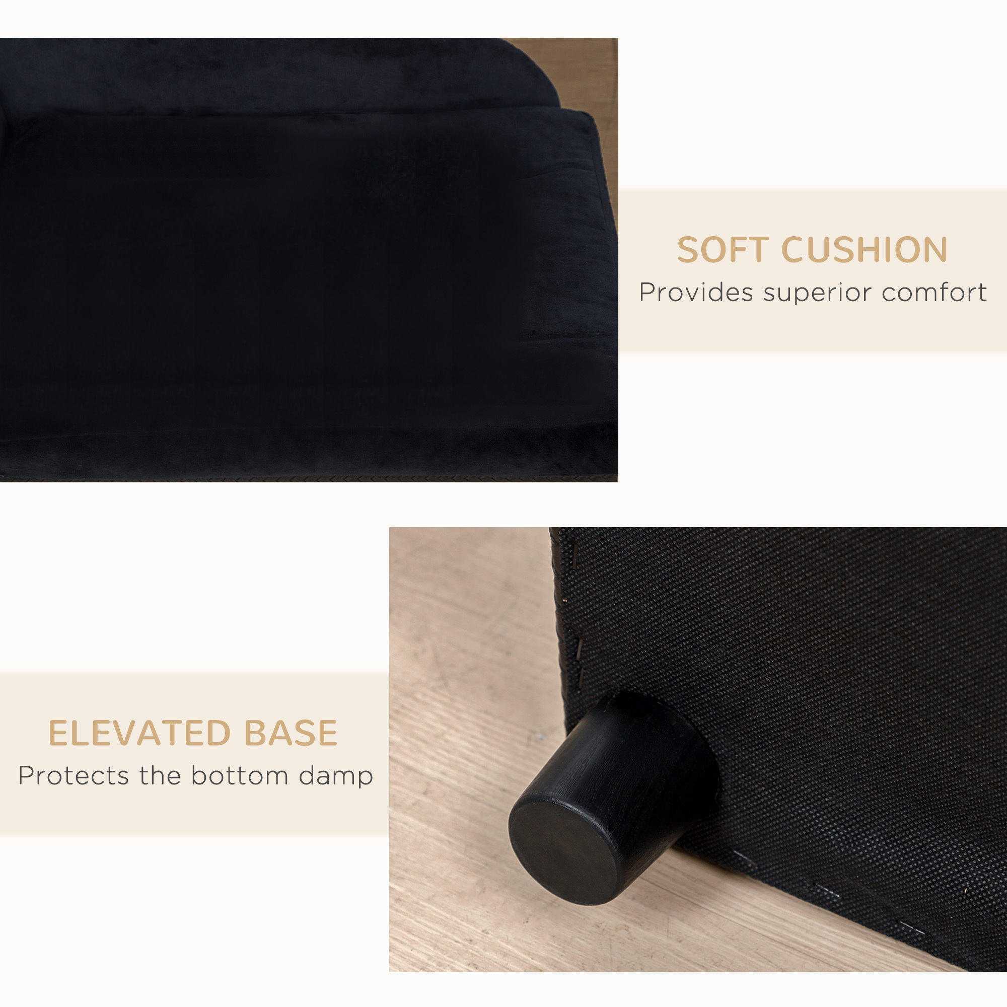 Pet Sofa Bed Couch with Storage, Pet Sofa for Cats and Small Dogs, Black - Image 3
