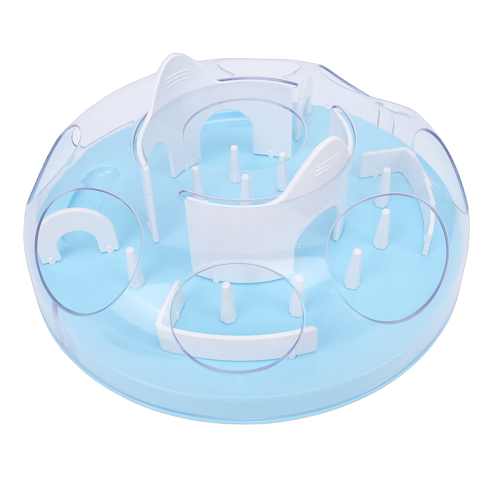 Interactive Cat Puzzle Feeder Funny Cat Puzzle Food Dispenser Enrichment Toy For Pets Play And Exercise Blue - Image 2