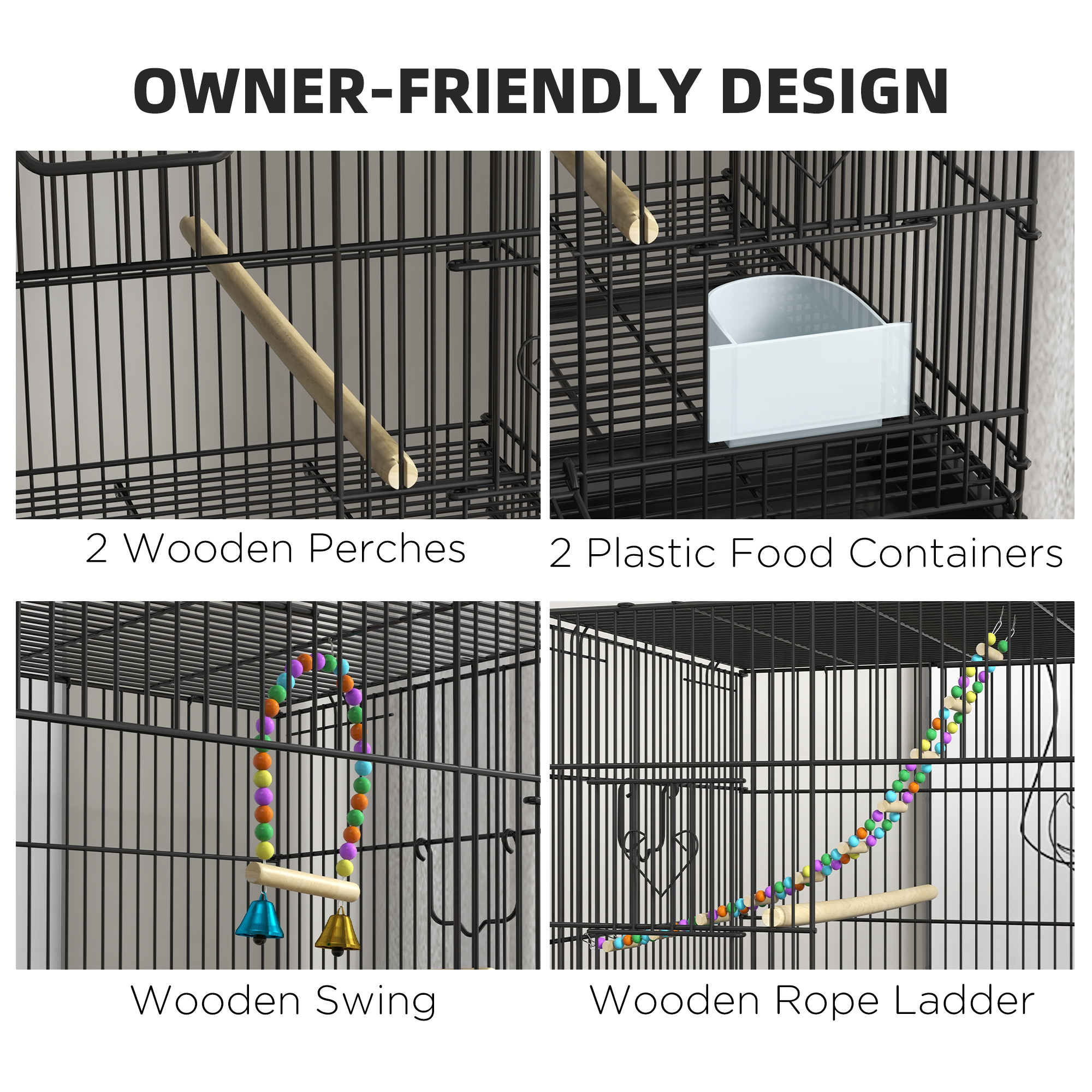 Double Stackable Bird Cage on Wheels w/ Stand, for Canaries - Image 4