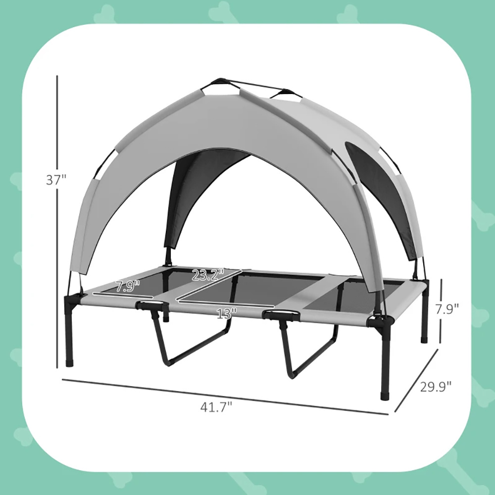 Elevated Dog Bed With Canopy, Raised Outdoor Pet Bed For Camping With Washable Breathable Mesh - Image 2